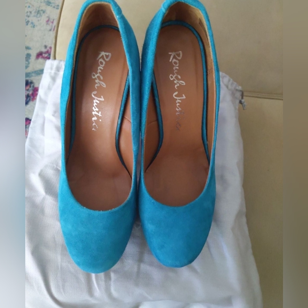 Blue suede platform heels 8.5